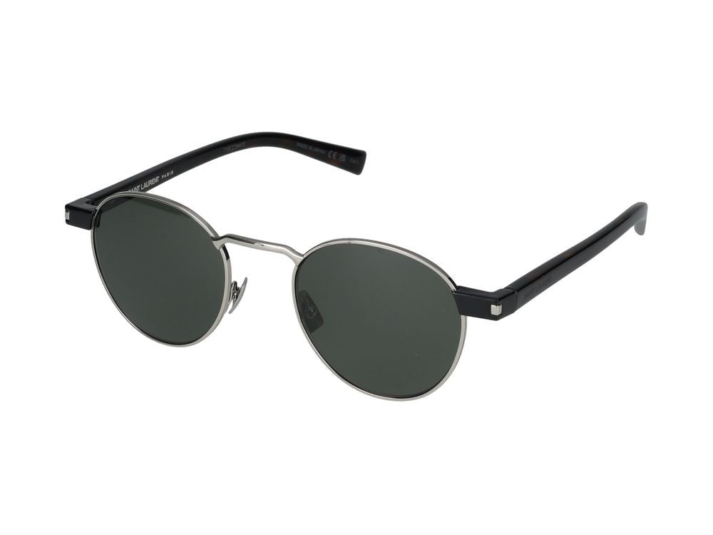 Saint Laurent Silver Silver Frame Round Sunglasses