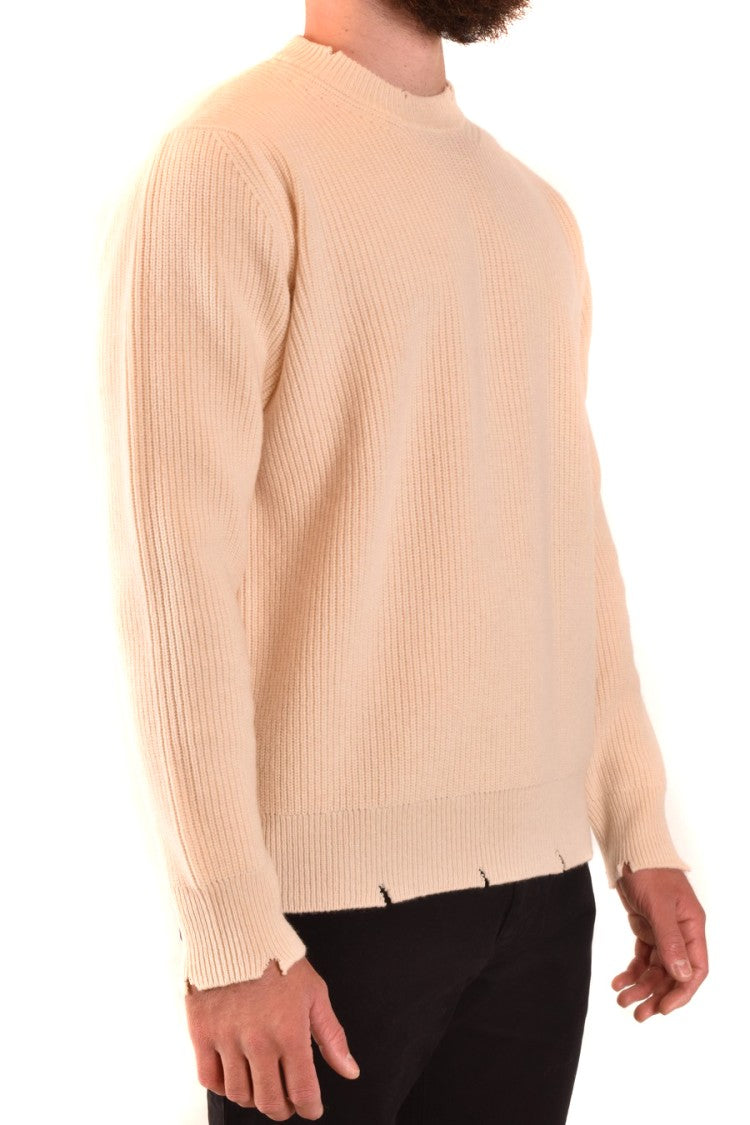 Laneus Milk-Colored Merino And Cashmere Knit Sweater