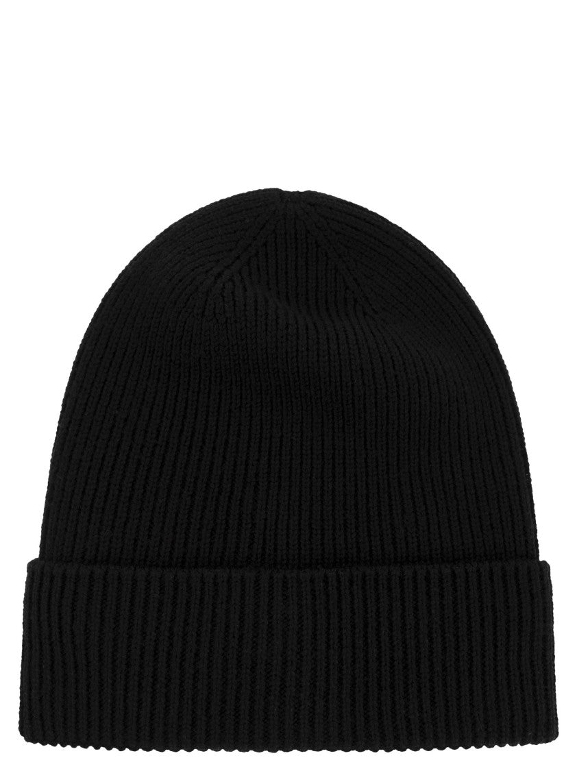 Moncler Ribbed Wool Beanie With Iconic Logo Patch