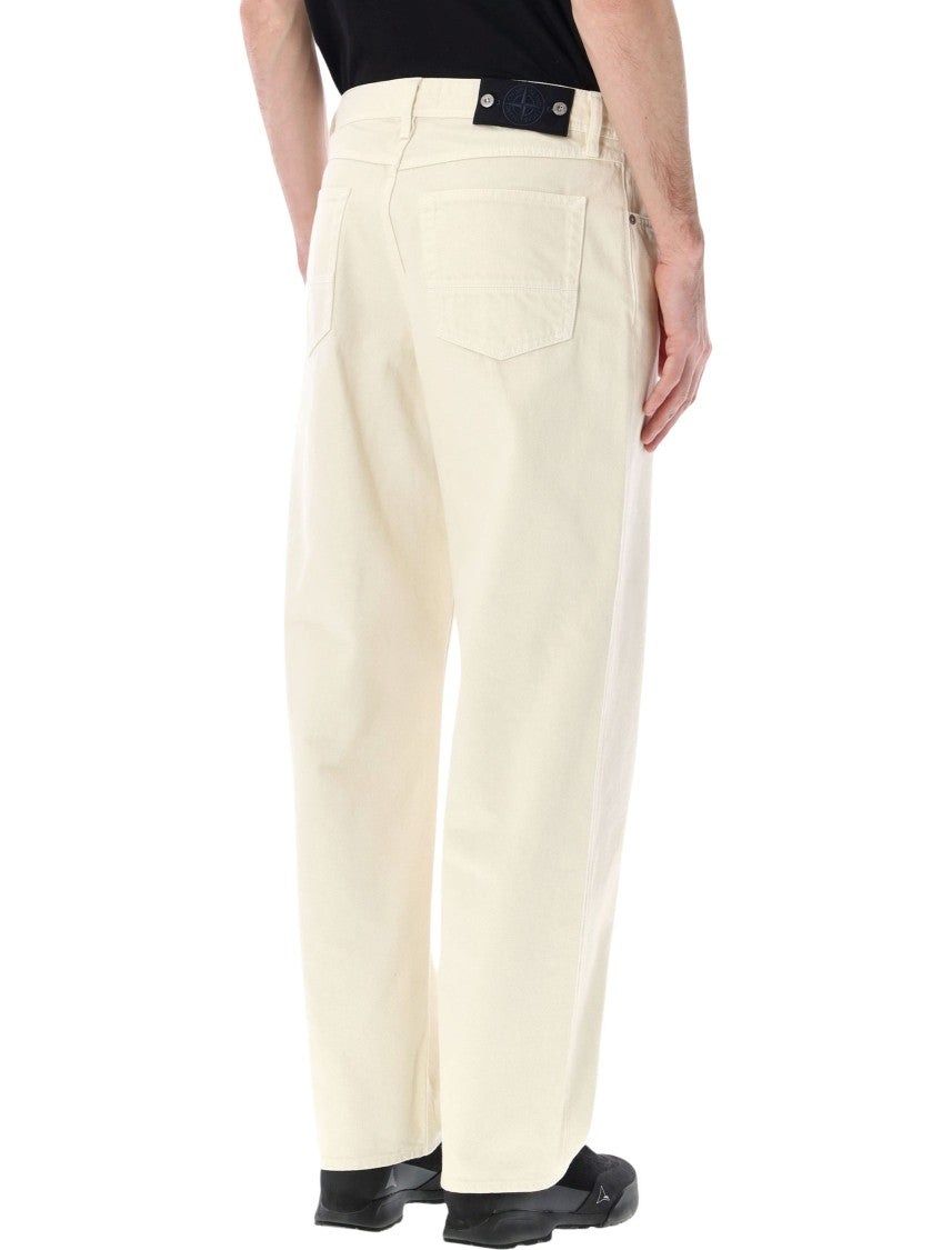Stone Island Straight-Leg Ivory Jeans