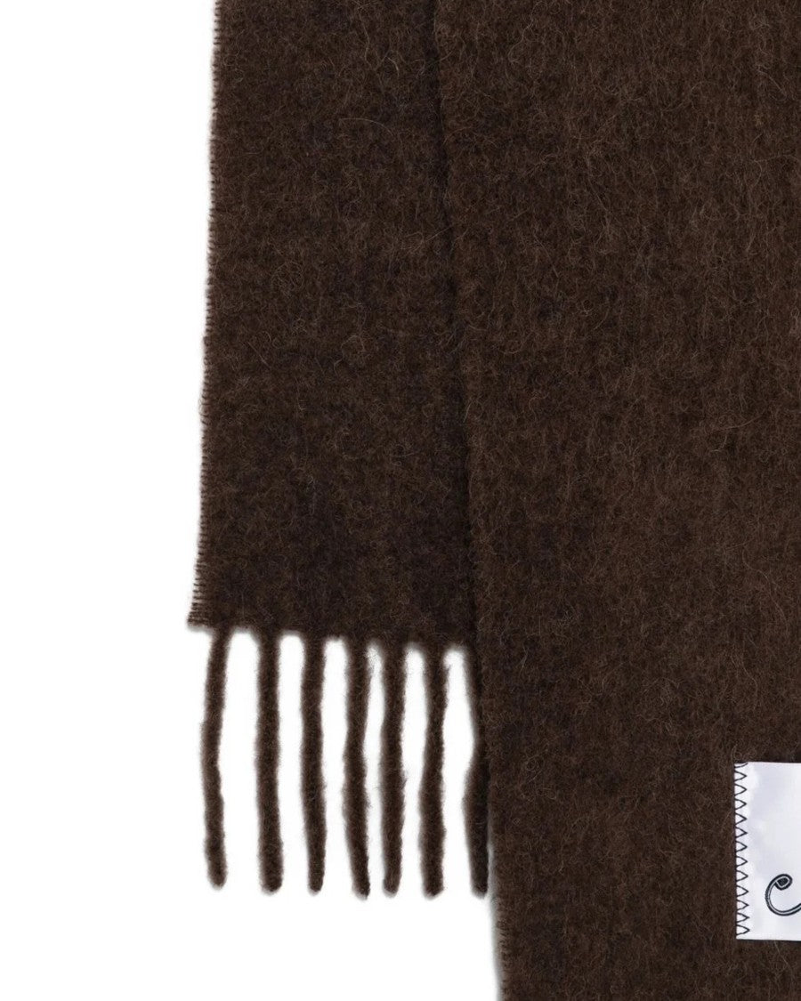 Marni Maroon Frange Alpaca-Blend Scarf