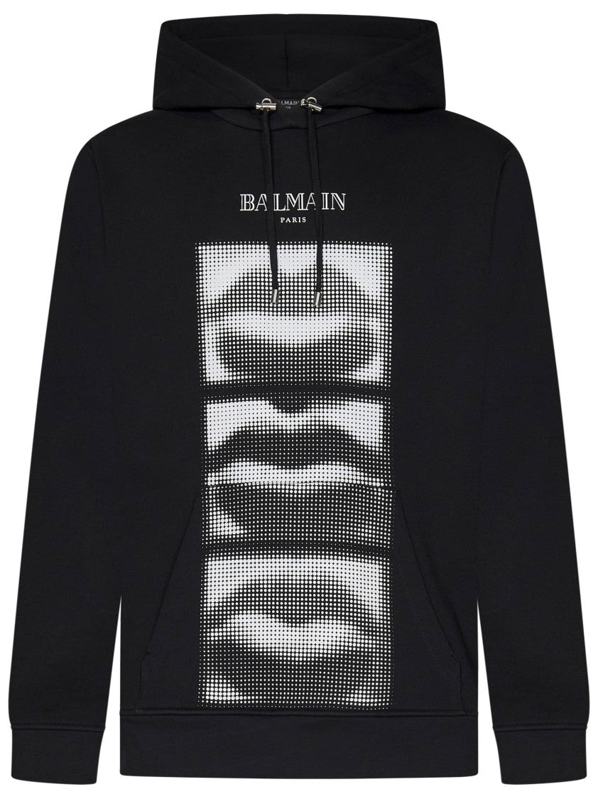 Balmain Black Bold Logo Print Hoodie
