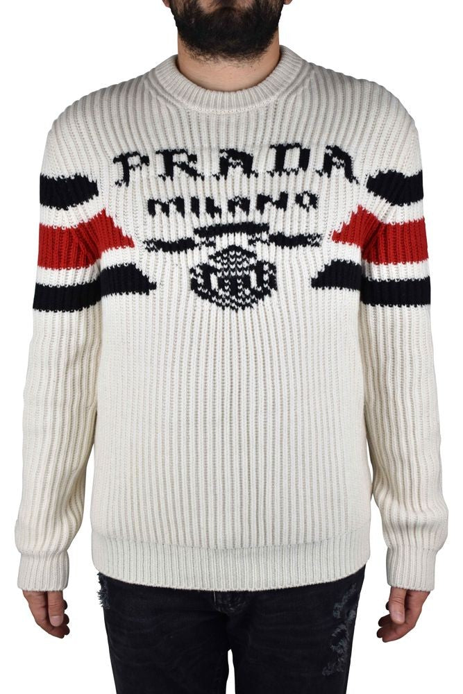 Prada Crew Neck White Cashmere Sweater
