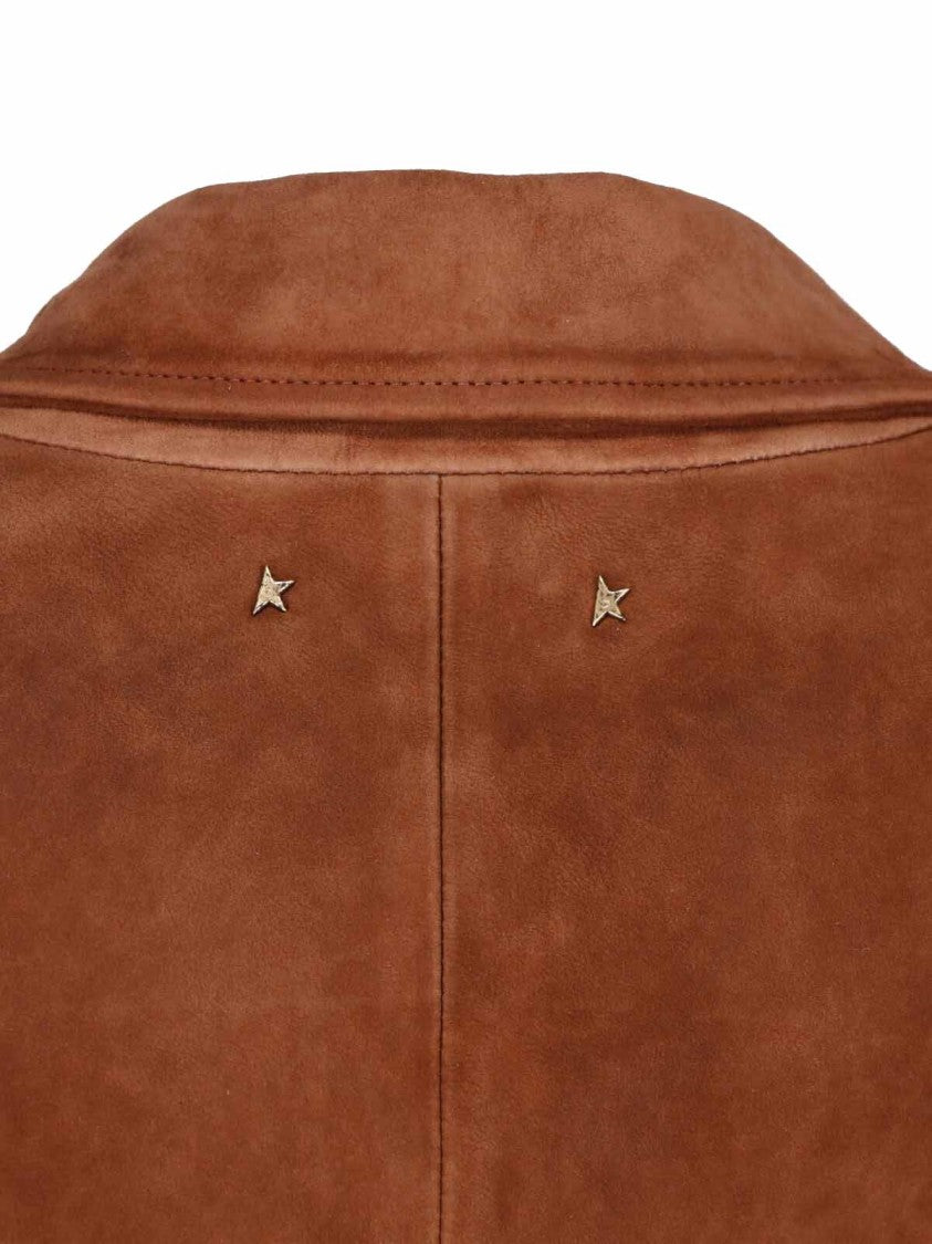 Golden Goose Brown Suede Jacket With Button Closure And Tailored Silhouette