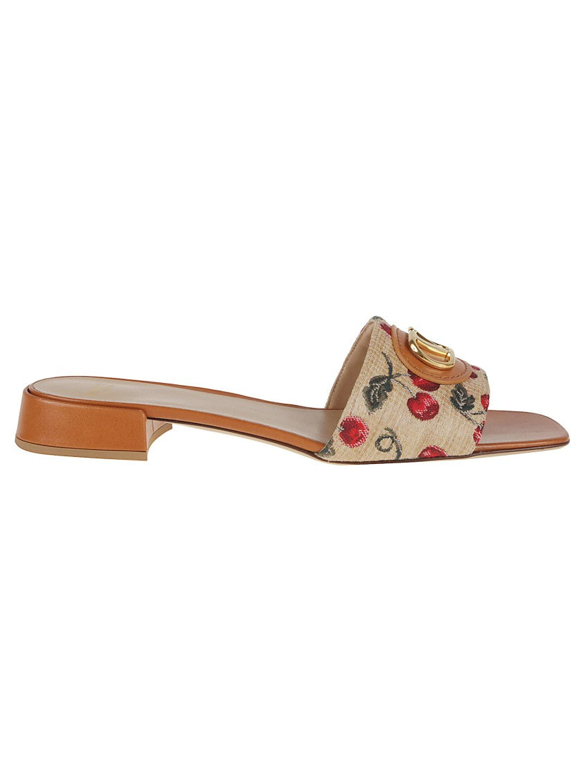 Valentino Garavani Cherryfic Motif Jacquard Slide Sandal