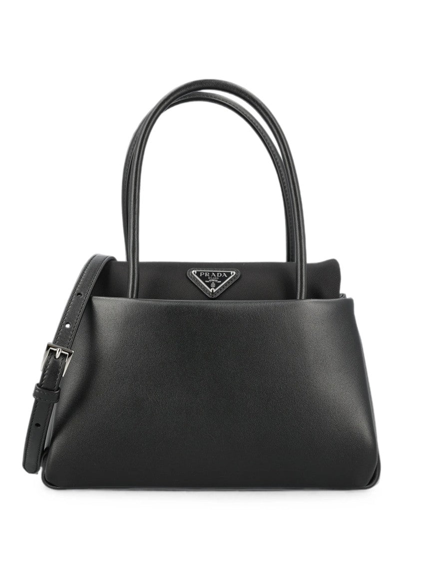Prada Structured Black Handbag With Versatile Carrying Options