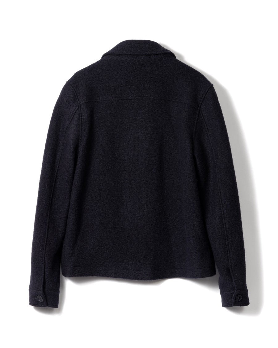 Wax London Midnight Navy Boiled Wool Eldon Jacket