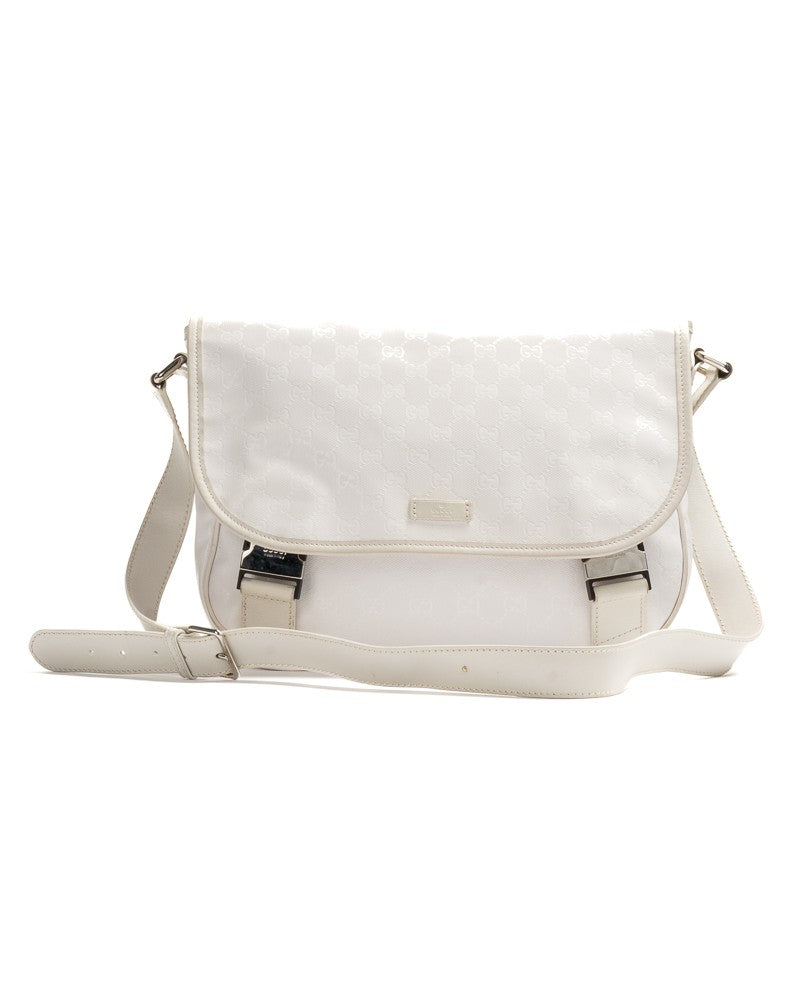 Gucci Medium Gg Crystal Messenger Bag In White