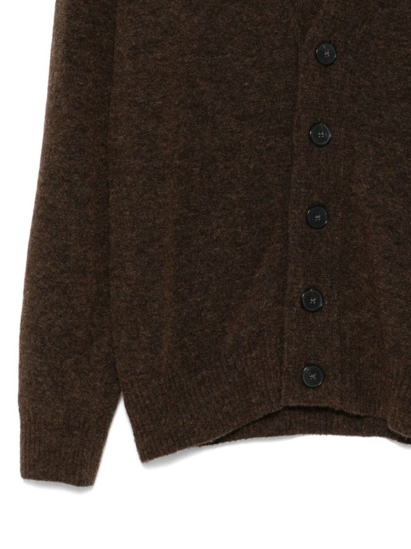 Amaranto Classic V-Neck Brown Cardigan With Button Closure