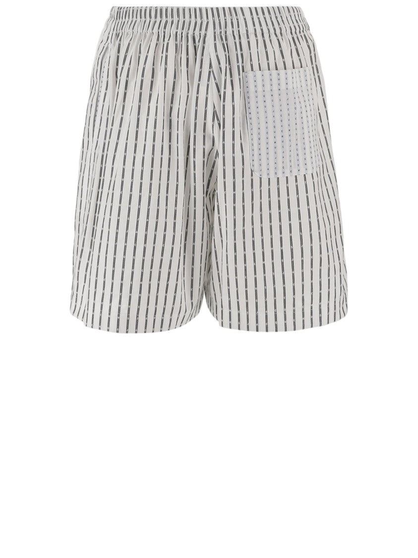 Jacquemus Striped Cotton Shorts With Typewriter Logo