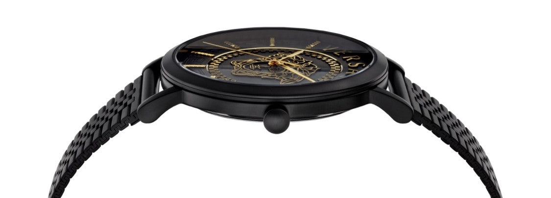 Versace 40 Mm Black Ip Stainless Steel Versace Wristwatch