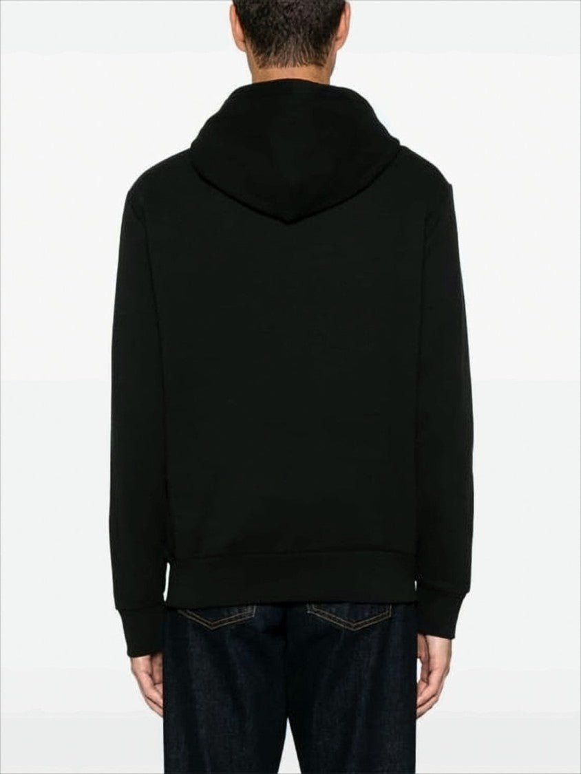 Polo Ralph Lauren Black Hoodie With Bold Yellow Polo Graphic And Plaid Lining