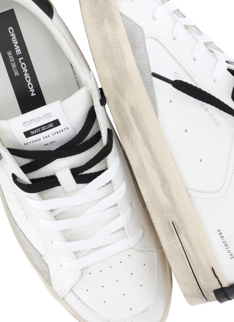 Crime London White Sk8 Deluxe Lettering Sneakers
