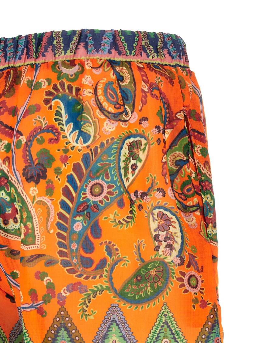 Etro Wide Leg Floral Paisley Ramie Shorts
