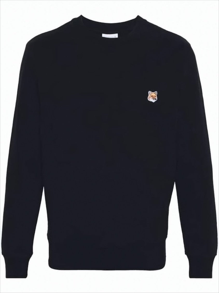 Maison Kitsuné Long-Sleeve Crewneck T-Shirt With Embroidered Fox Emblem
