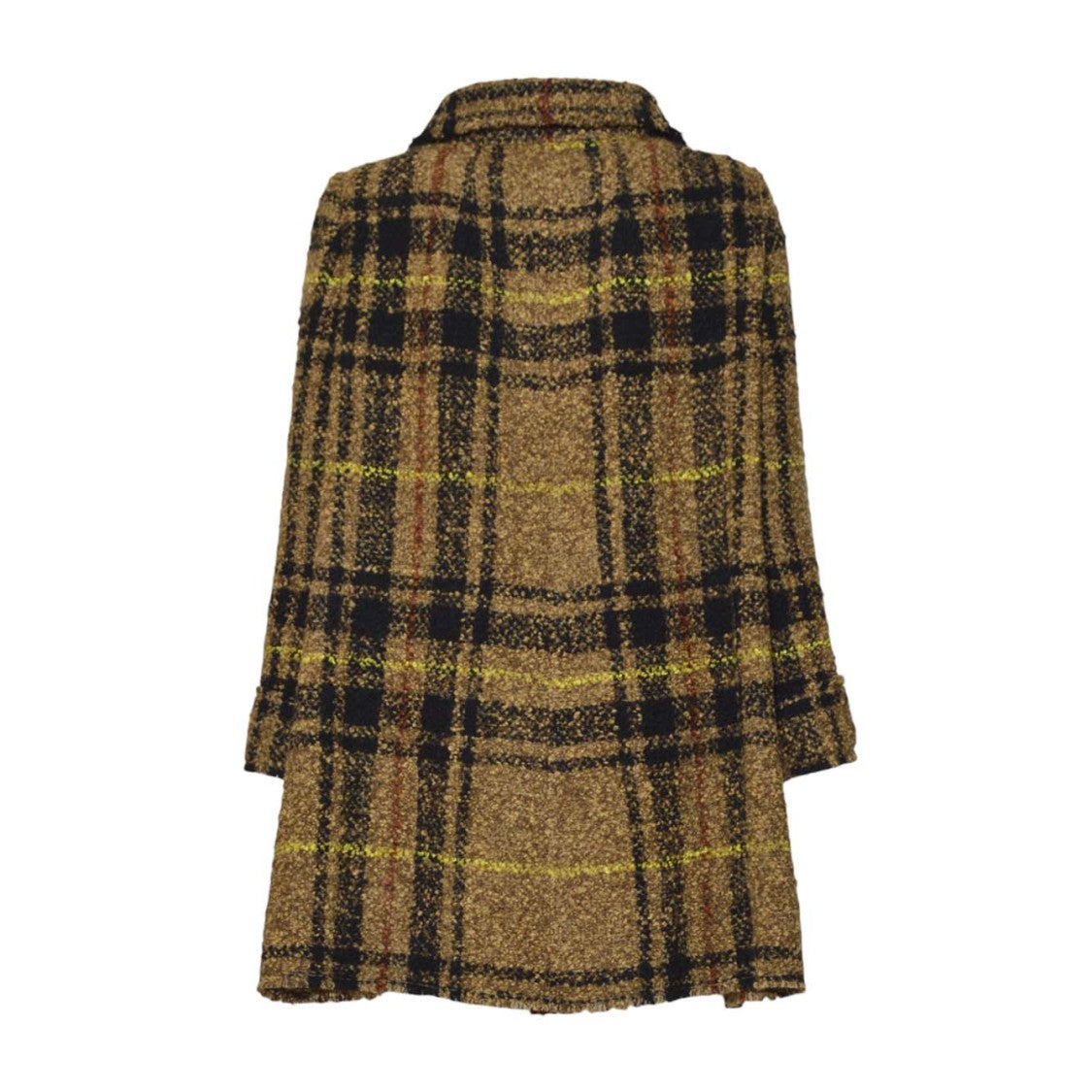 Charlott Textured Plaid Mid-Length Jacket With Structured Collar