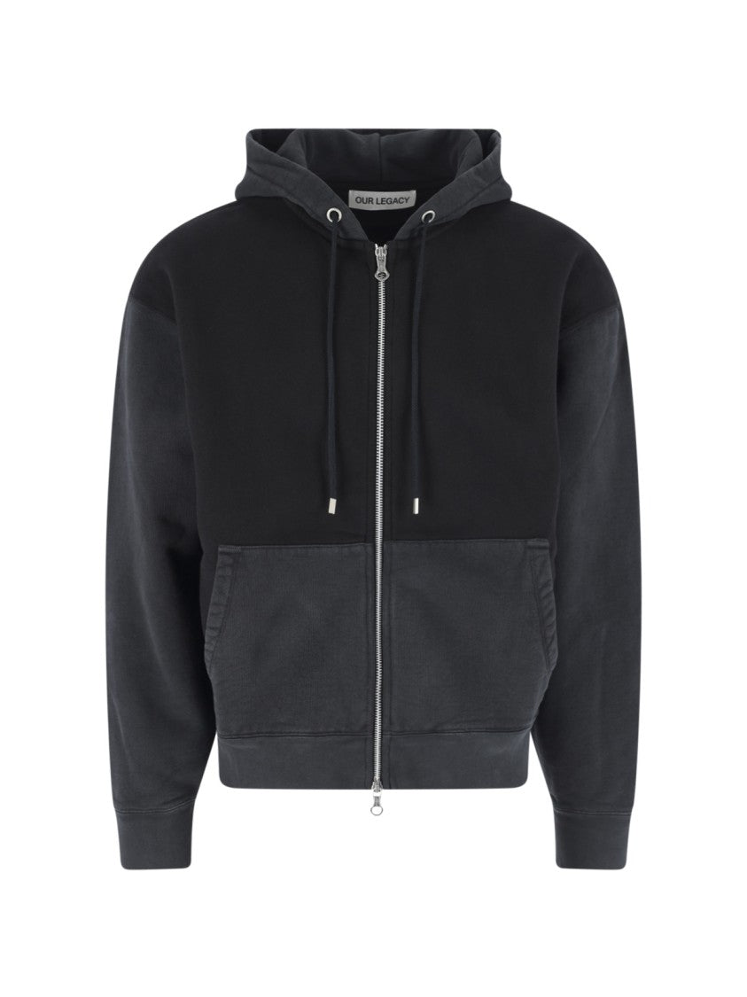 Our Legacy Black Zip-Up Relaxed Hoodie