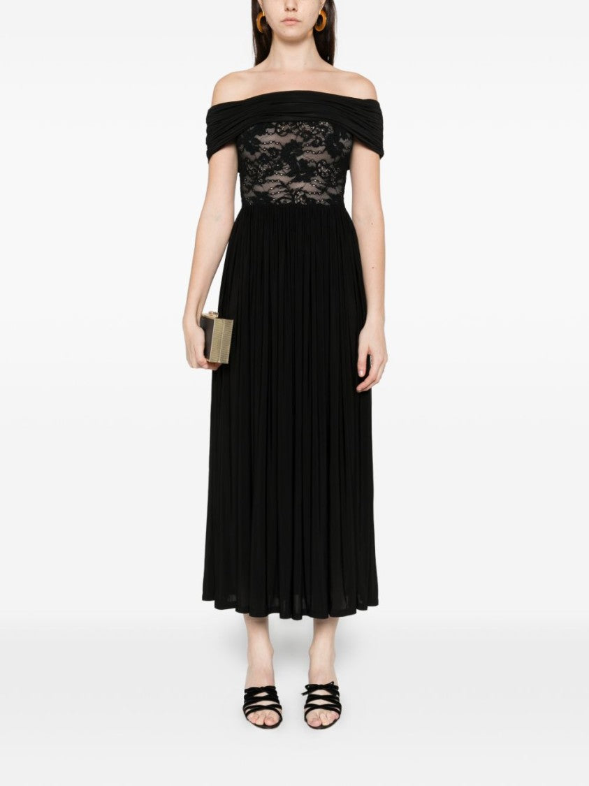 Zimmermann Off-The-Shoulder Midi Dress With Sheer Lace