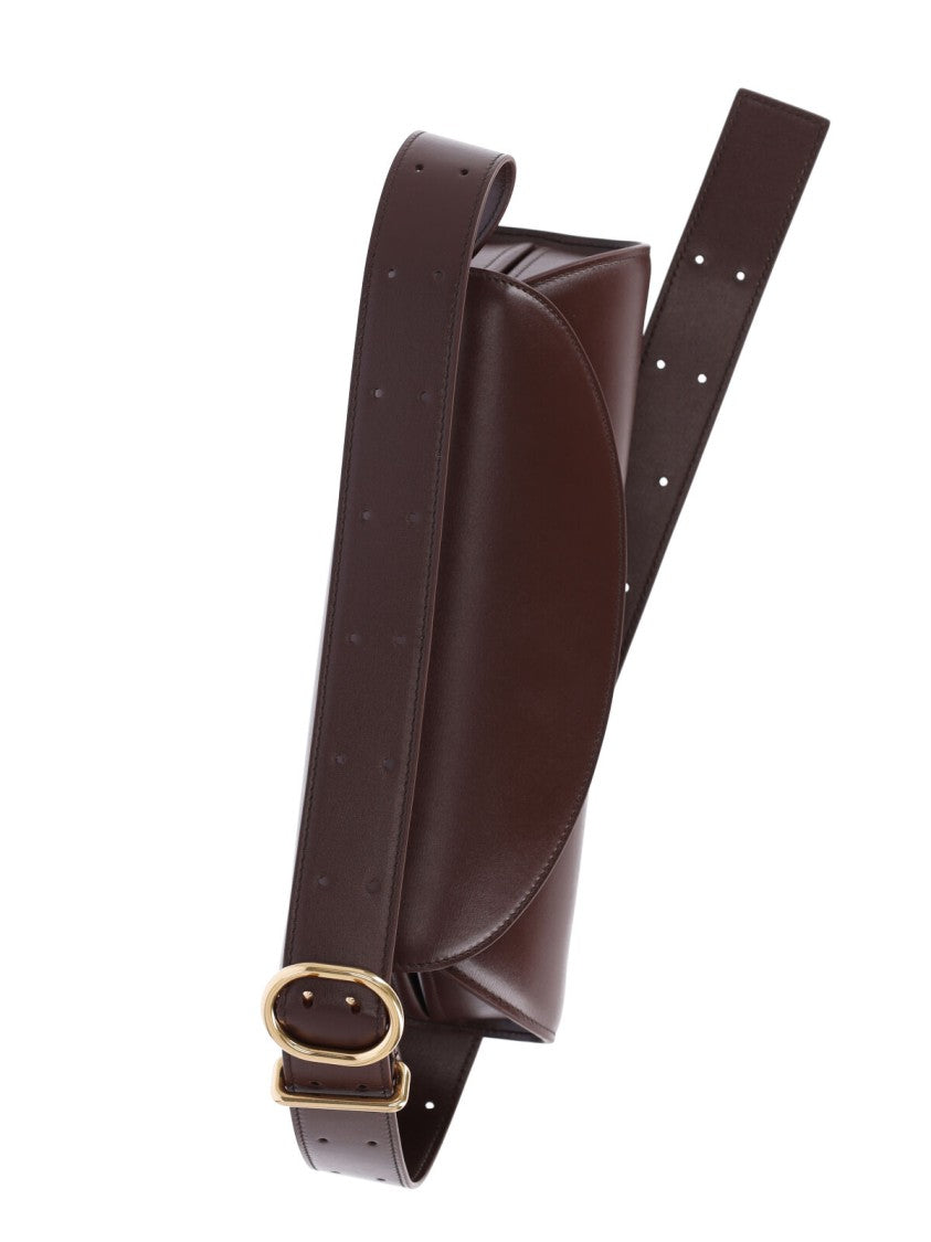 Jil Sander Brown Cannolo Small Calfskin Shoulder Bag