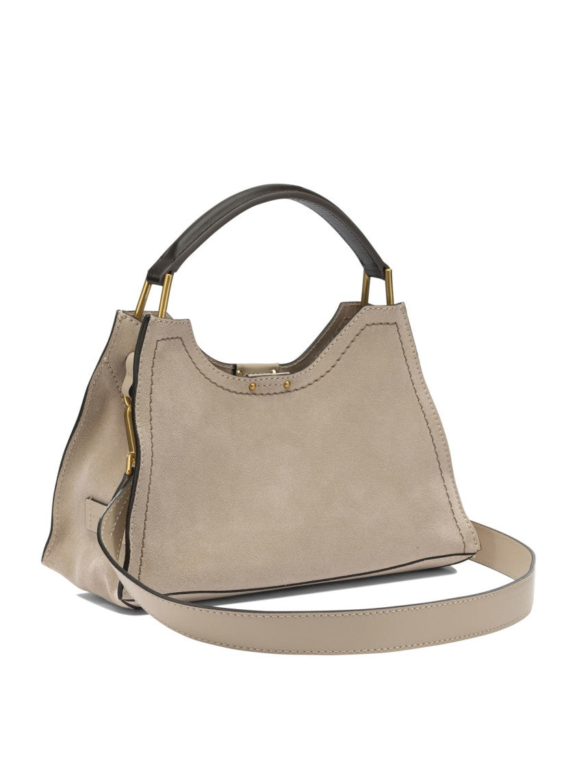 Gianni Chiarini Spacious Beige Leather Shoulder Bag With Gold-Tone Accents