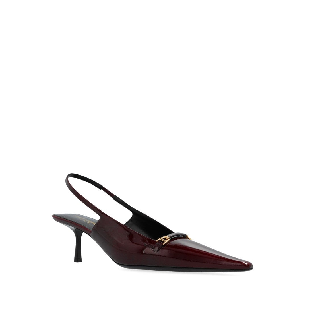 Saint Laurent Patent Leather Slingback Pumps With Gold-Tone Hardware