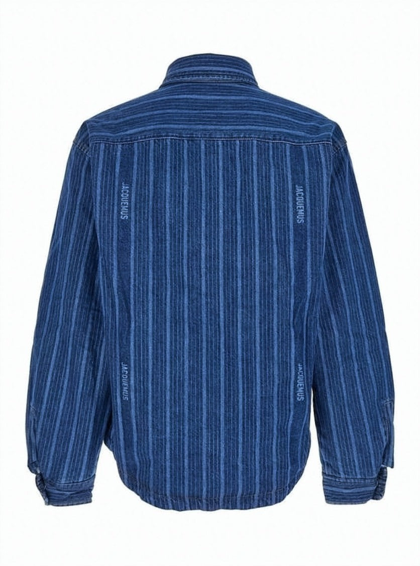 Jacquemus Boxy Fit Denim Shirt With Vertical Stripes