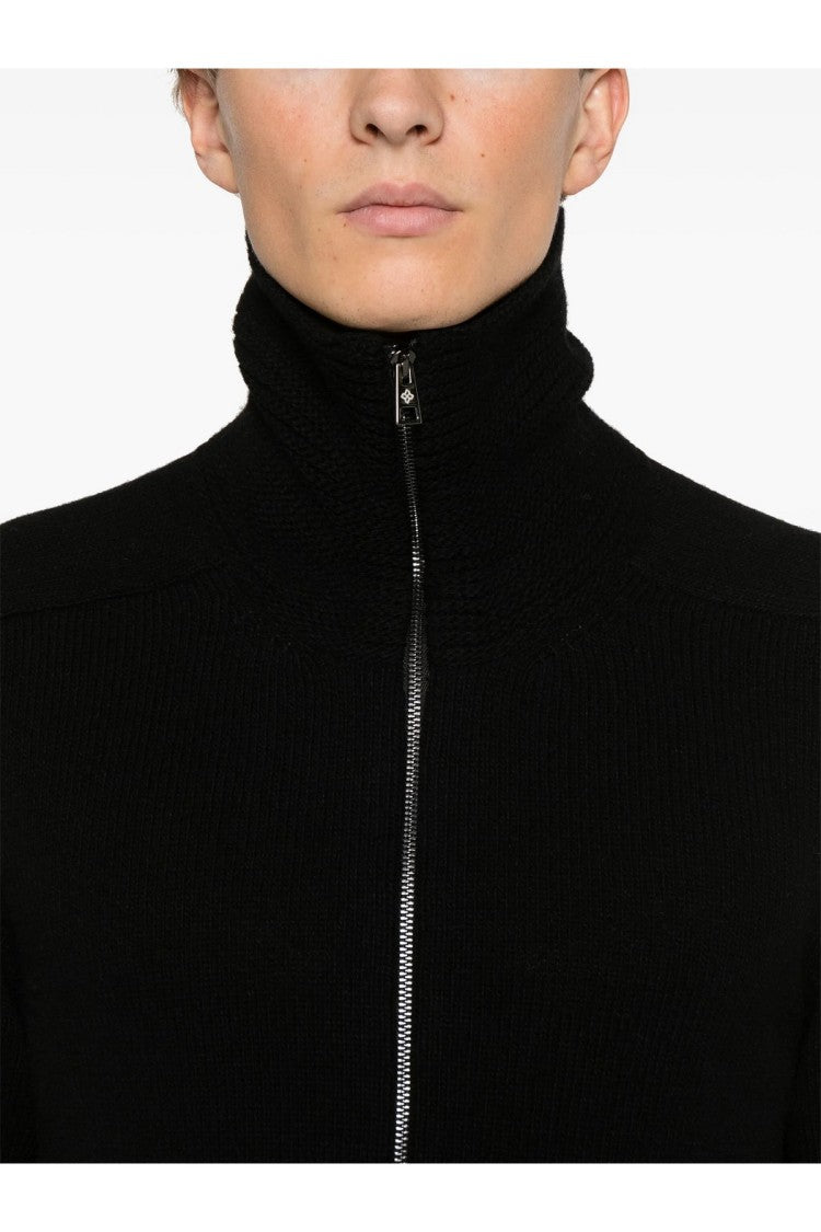 Tagliatore Black Wool-Blend Cardigan