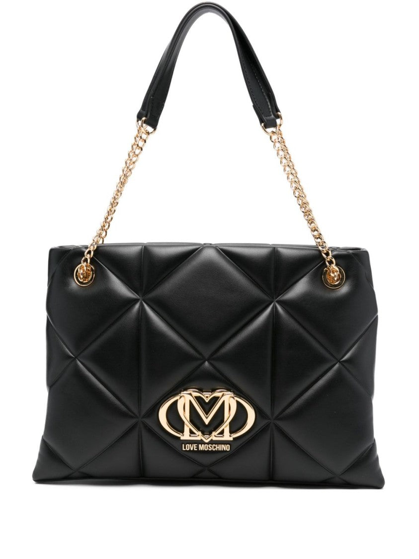 Love Moschino Quilted Black Shoulder Bag With Gold-Tone Accents
