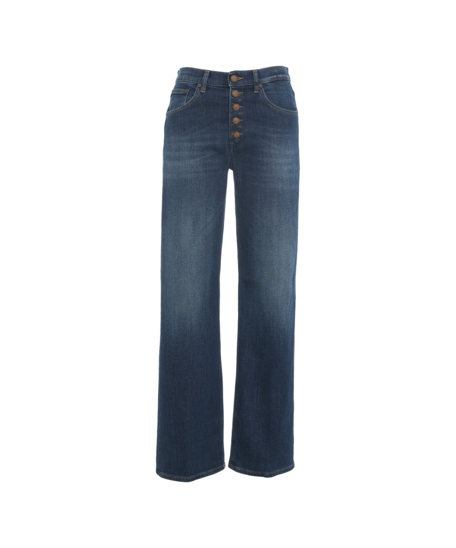Dondup Wide Leg High-Rise Jeans With Button Closure And Relaxed Fit