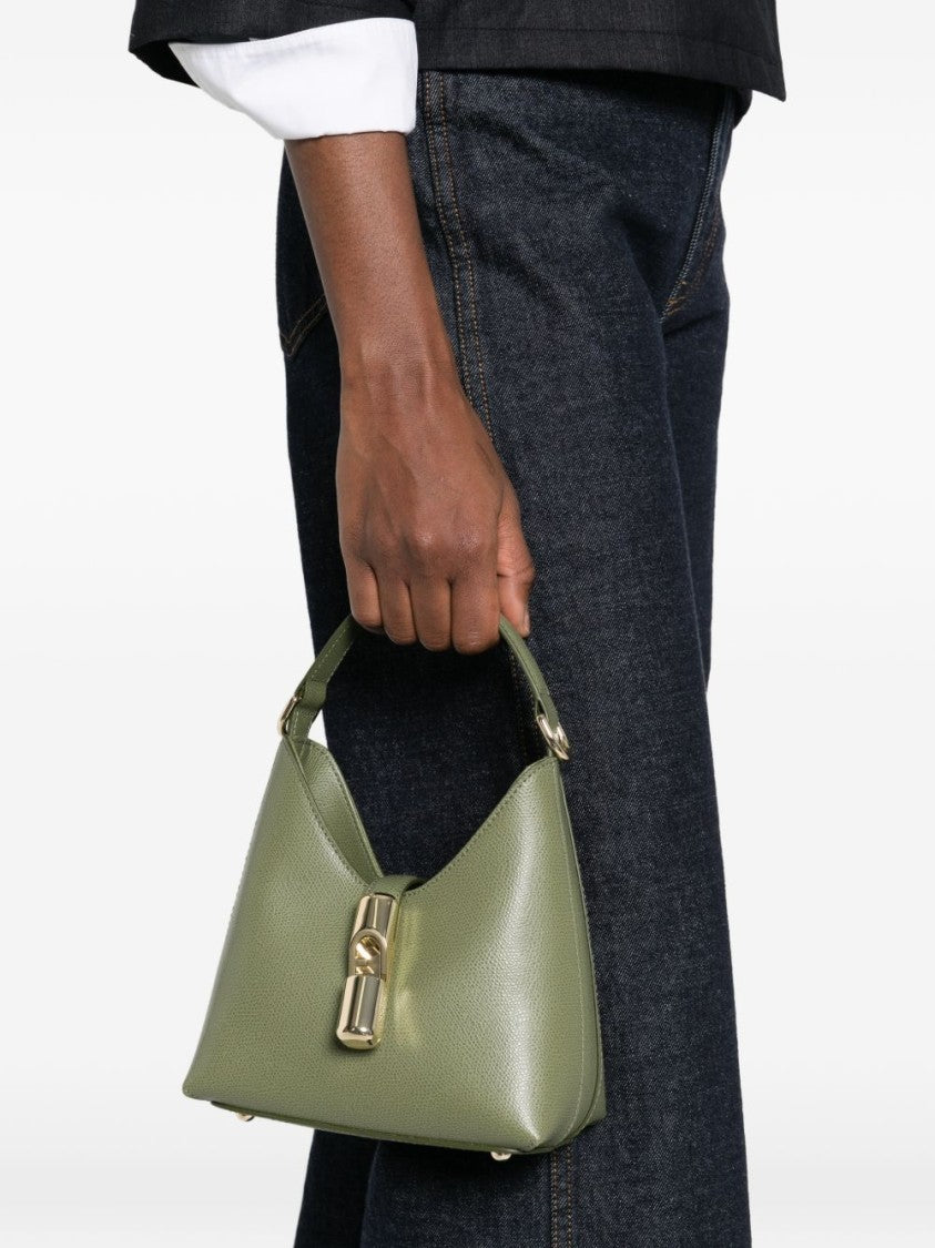 Furla Structured Trapezoidal Handbag In Textured Leather