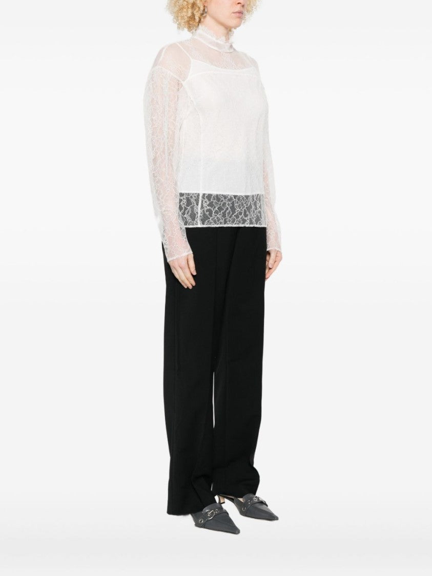 Twin-Set Delicate Long-Sleeve Sheer Lace Shirt