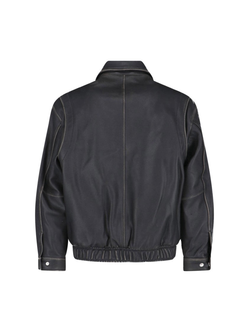 Dunst Black Lambskin Bomber Jacket