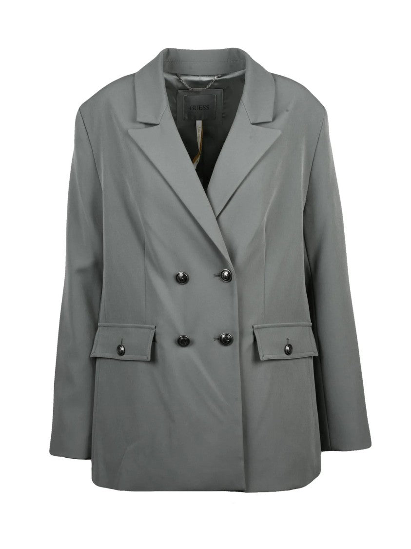 Guess Sage Green Lined Stretch Double-Breasted Jacket