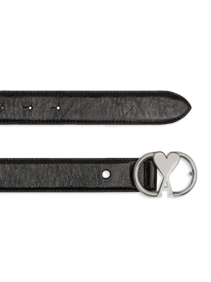 Ami Smooth Black Cow Leather Belt