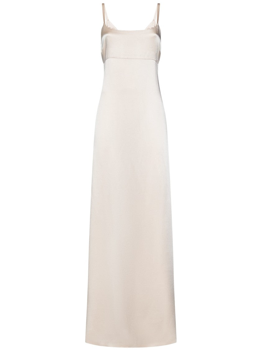 Max Mara Open Back Satin Dress With Bow Detail