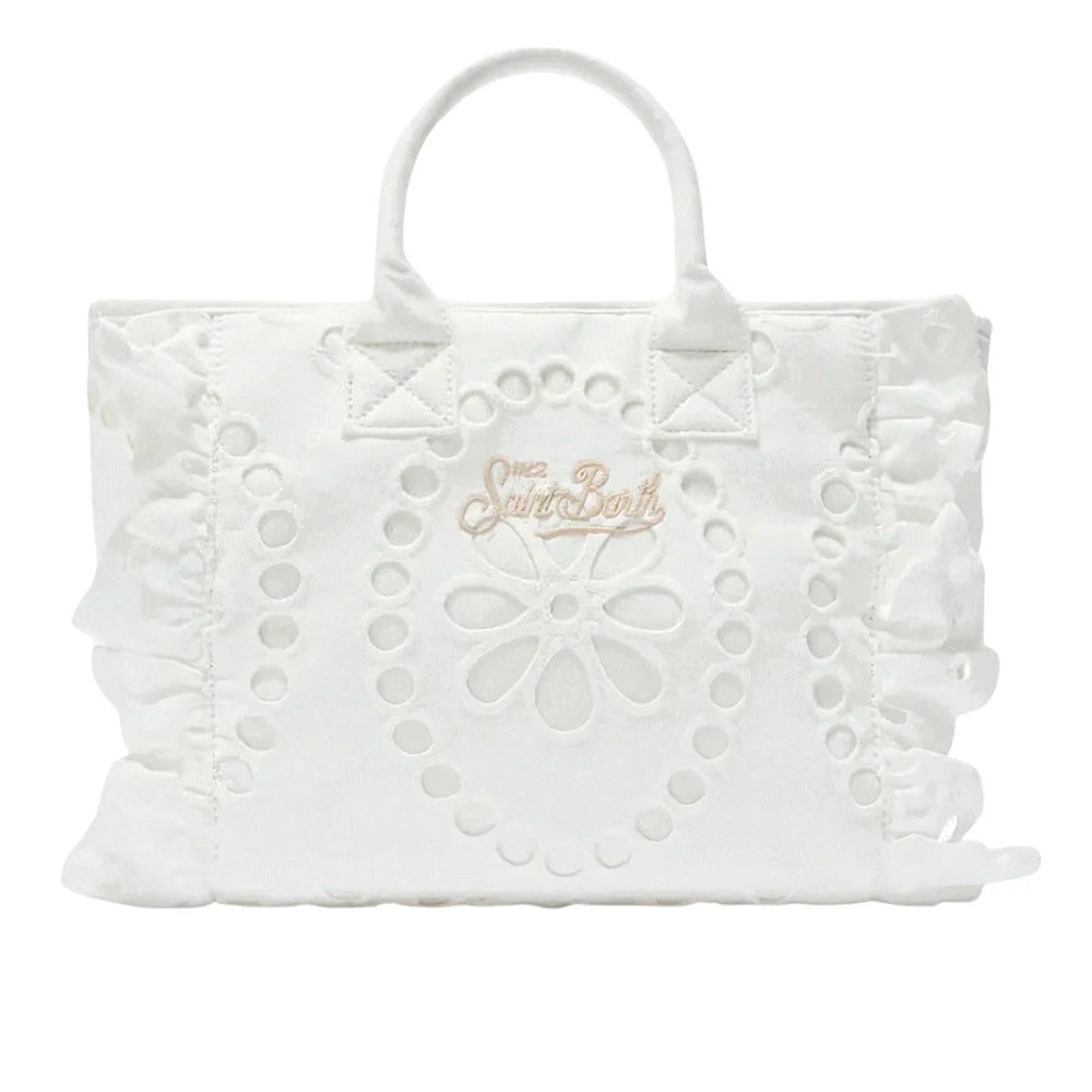 Mc2 Saint Barth White Unica Ruffled Tote Bag