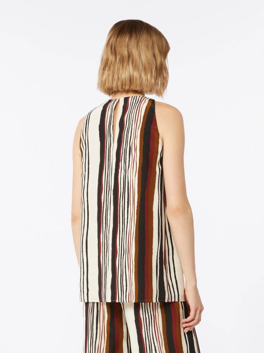 Max Mara Relaxed Fit Sleeveless Top With Abstract Stripe Design