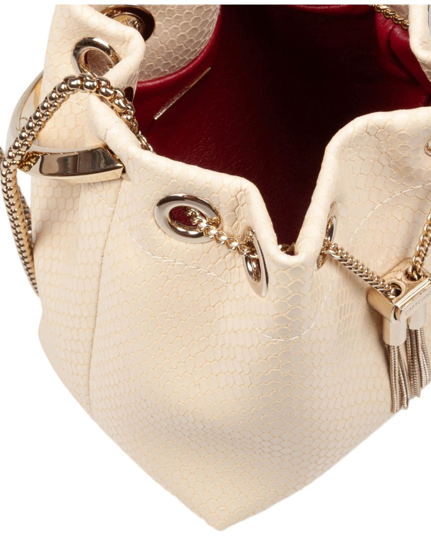 Jimmy Choo Bon Bon Fuc Snakeskin Print Leather Bag