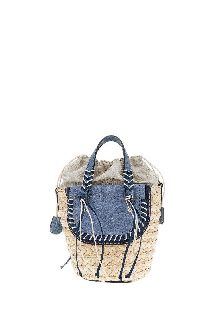 Cuba Lab Light Blue Habanera Raffia Suede Handbag