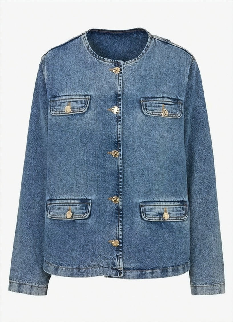 Liu Jo Classic Blue Denim Jacket With Flap Pockets