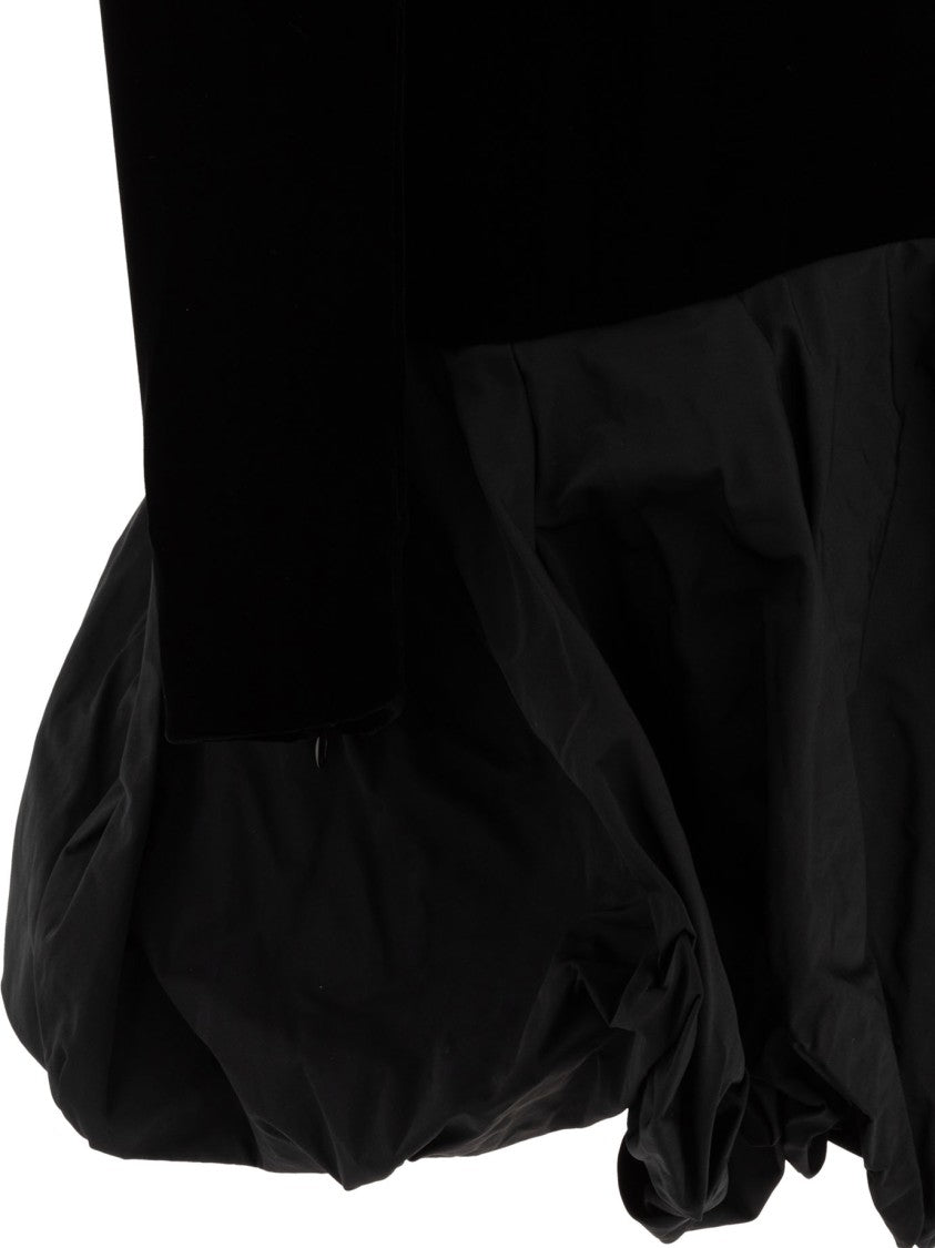 Max Mara Pianoforte Black Velvet Dress With High Neckline