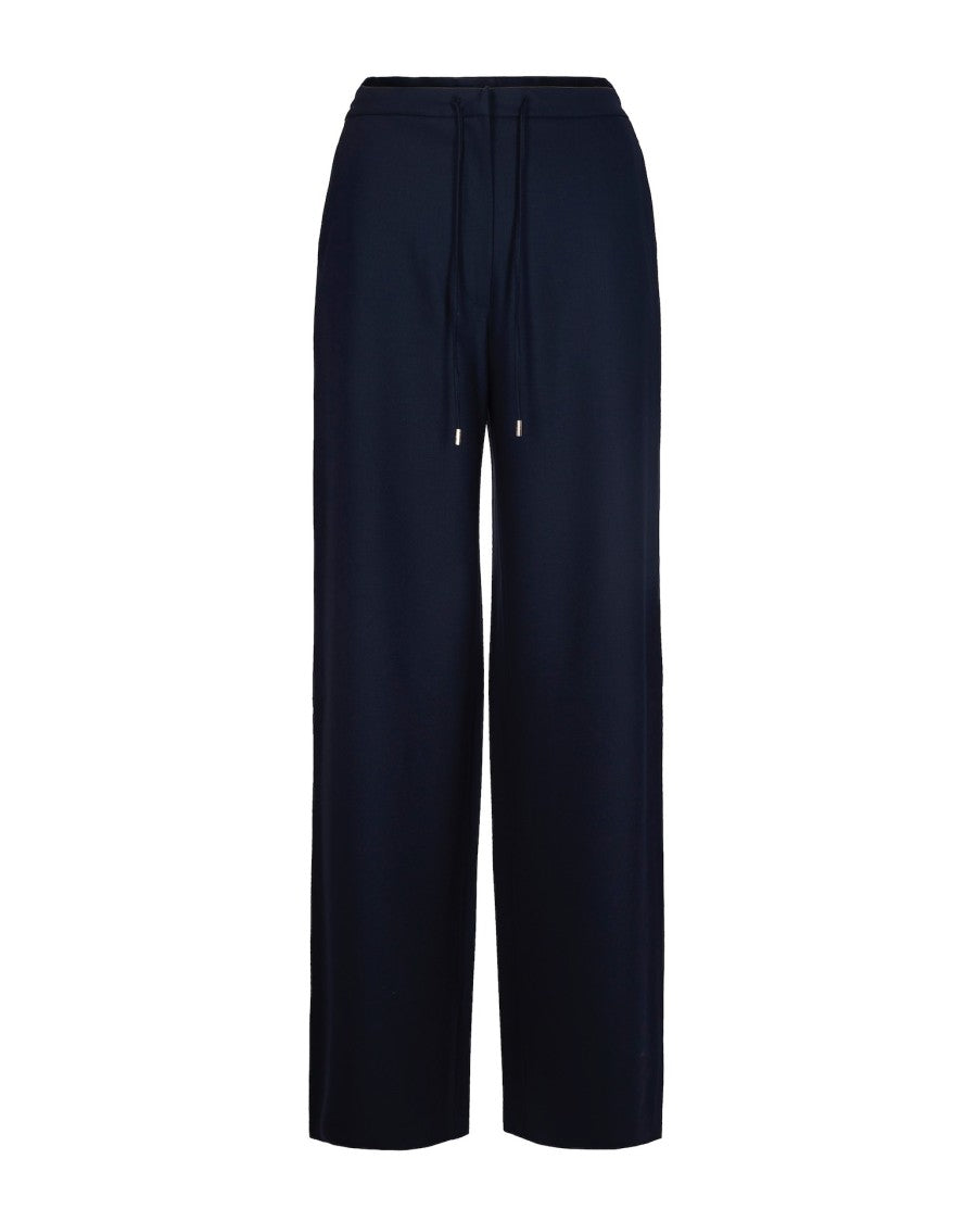 Max Mara Drawstring Trousers In Blue Wool Twill