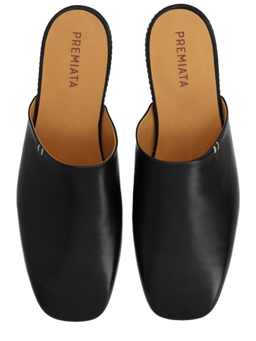 Premiata Polished Black Calfskin Pointed Sabot