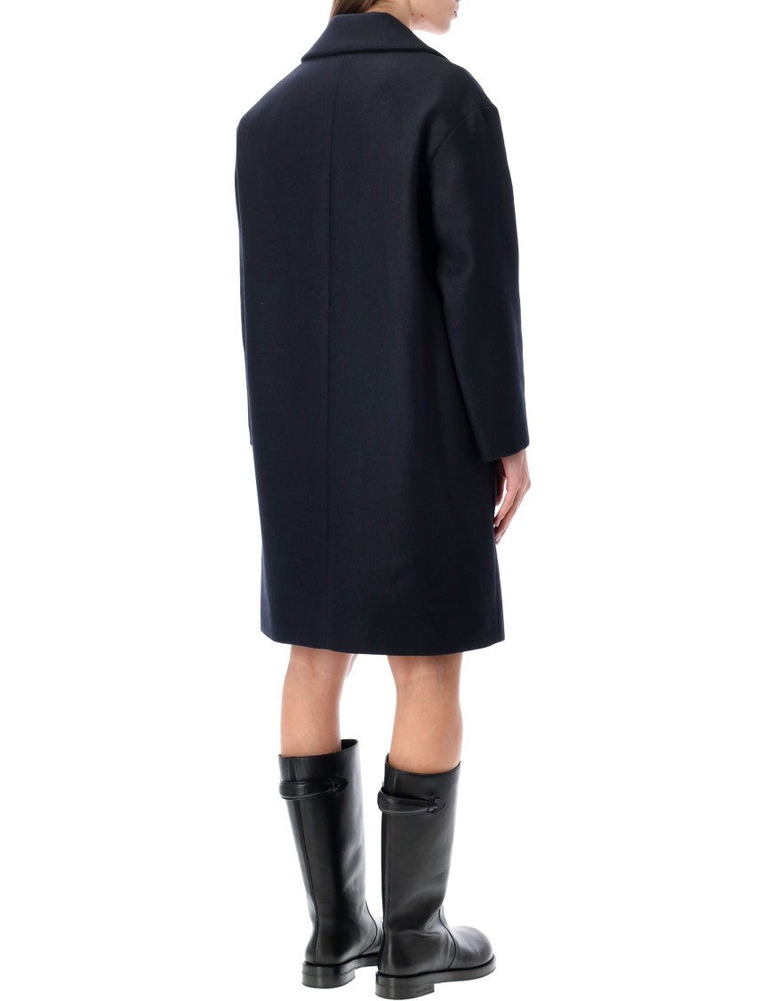 A.P.C. Tailored Minimalist Mid-Thigh Coat With Structured Collar