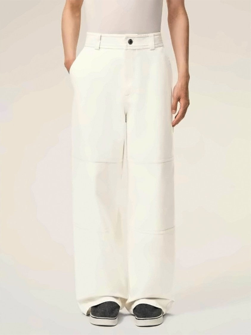 Ami Paris Wide-Leg Cotton Trousers With Utility Pocket Design