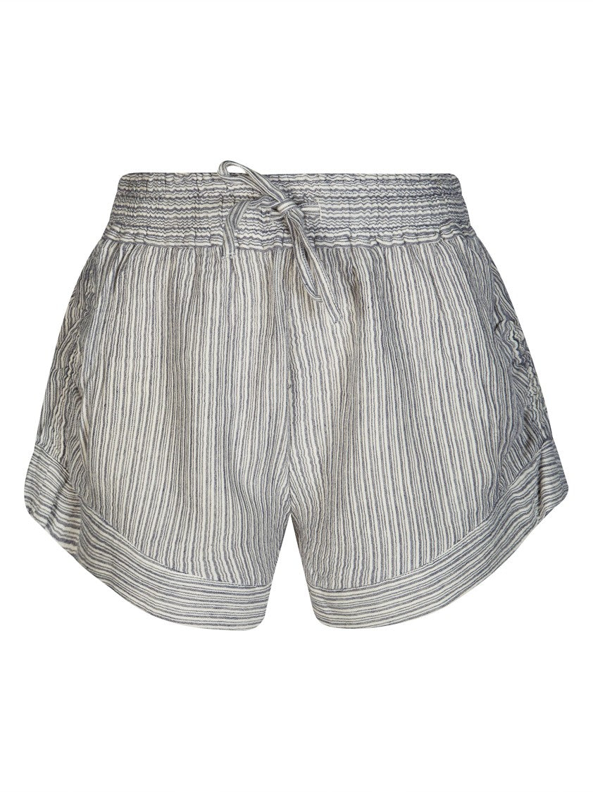 Isabel Marant Étoile Grey Thaliany Smocked Waist Striped Shorts