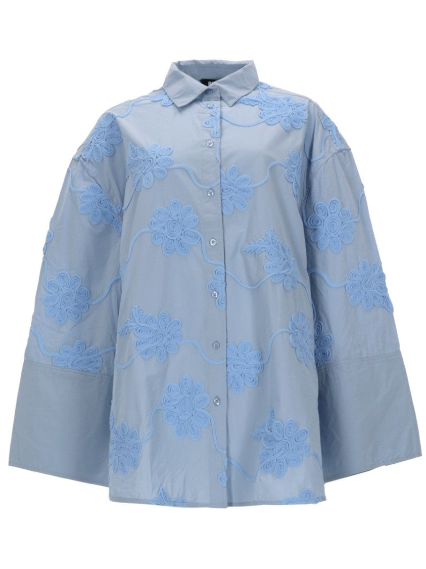 Rotate Birger Christensen Oversized Floral Embroidered Light Shirt