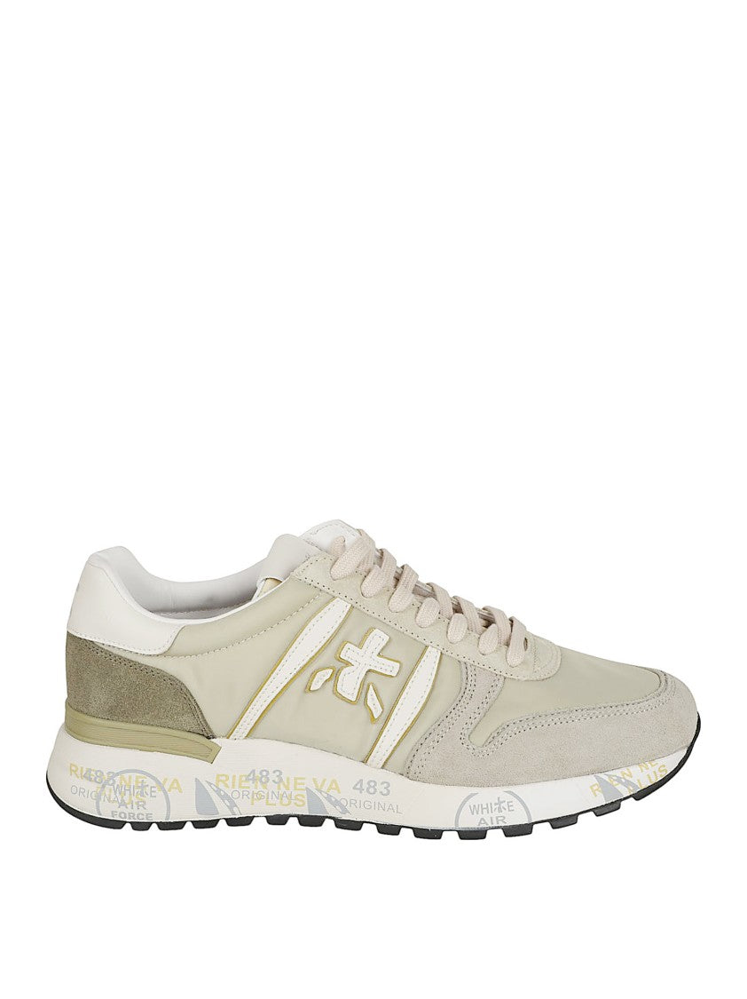 Premiata Beige Suede And Nylon Sneakers With Ergonomic Sole