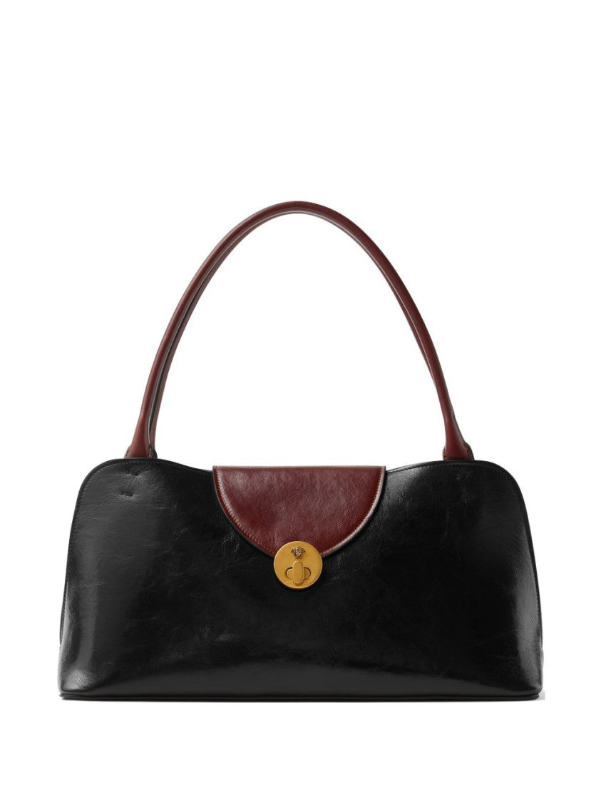 Versace Rectangular Handbag In Smooth Black Silk And Nylon