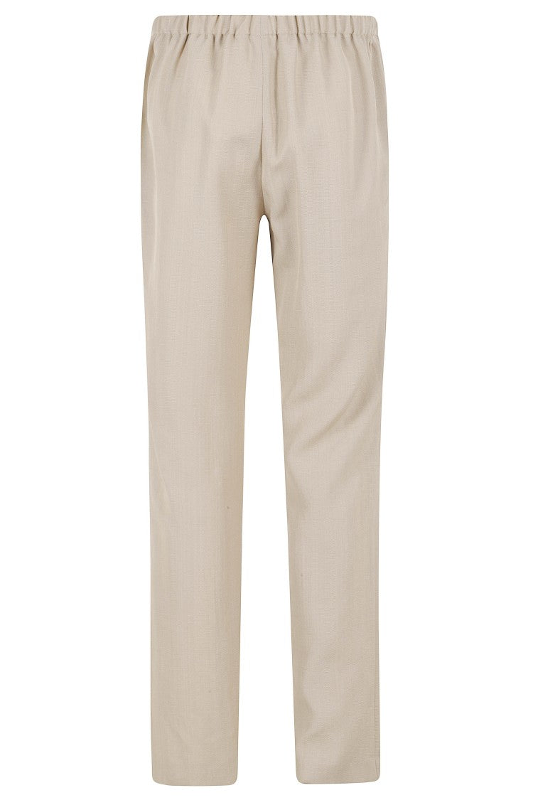Loulou De Saison Beige Scot Medium-Waist Straight-Leg Viscose-Blend Pants